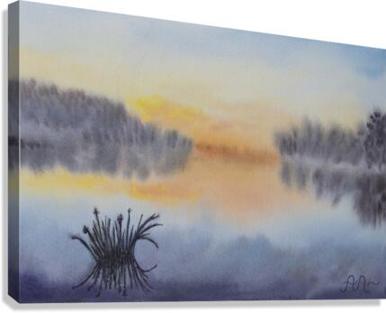 Sunset over a lake Canvas Print