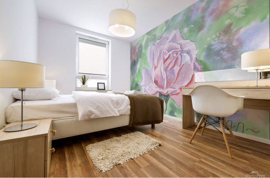 Rose with dew drops  Mural print