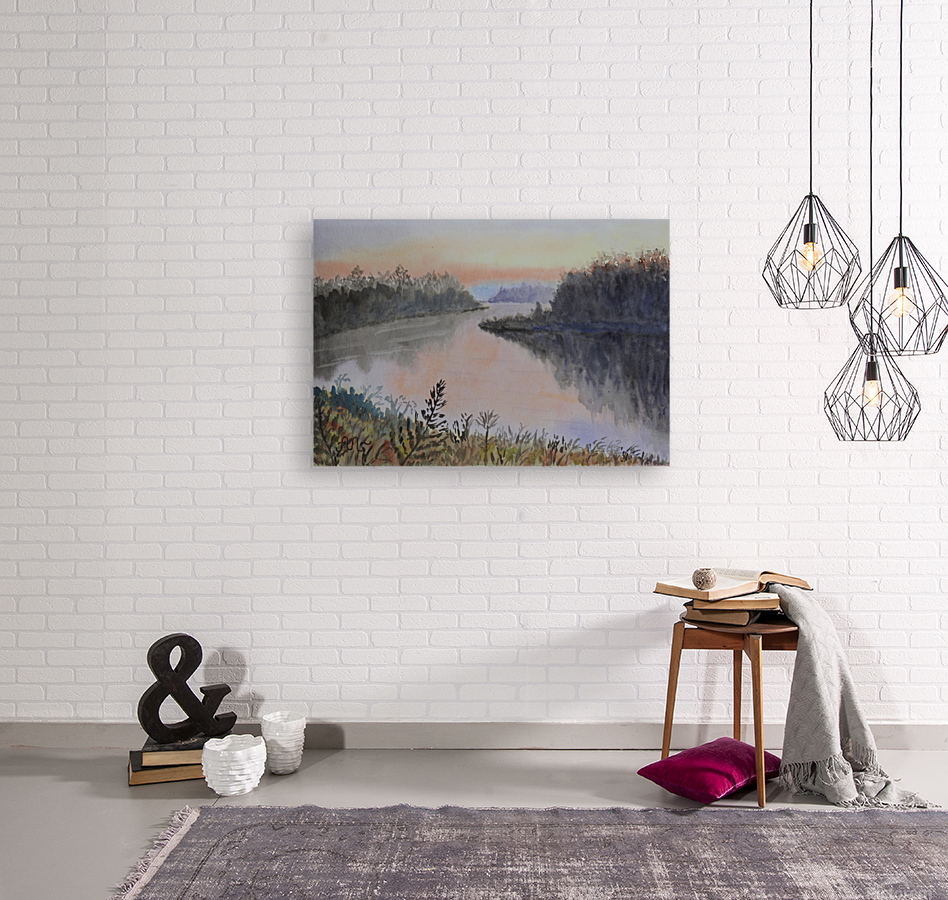 Sunset over a river Reproduction