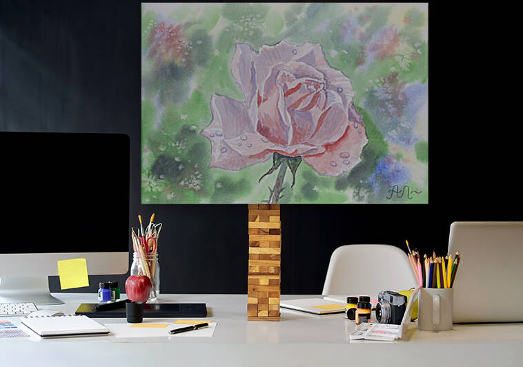 Rose with dew drops  Reproduction