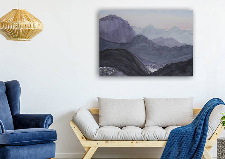 Mountains at dawn Reproduction