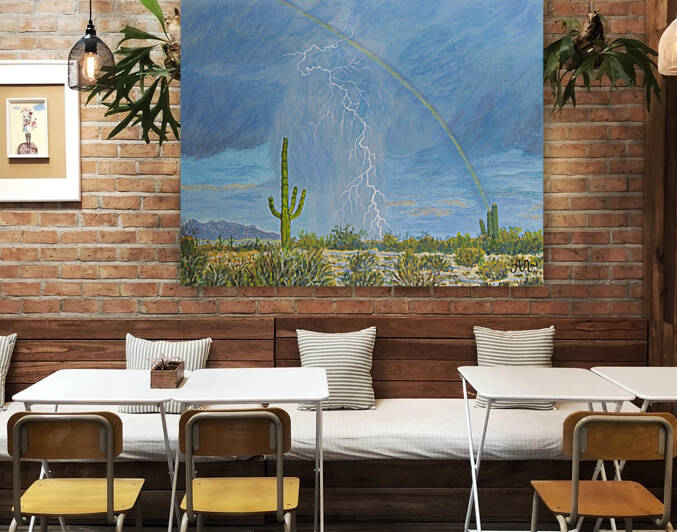 Lightning in Arizona desert Reproduction