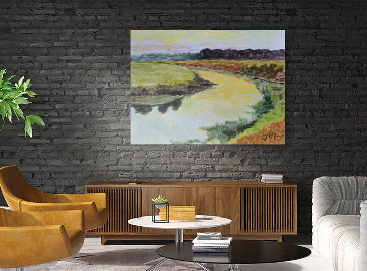 A river at sunset Reproduction