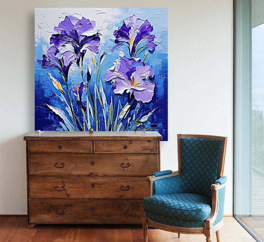 Romantic Purple Iris Flowers Reproduction
