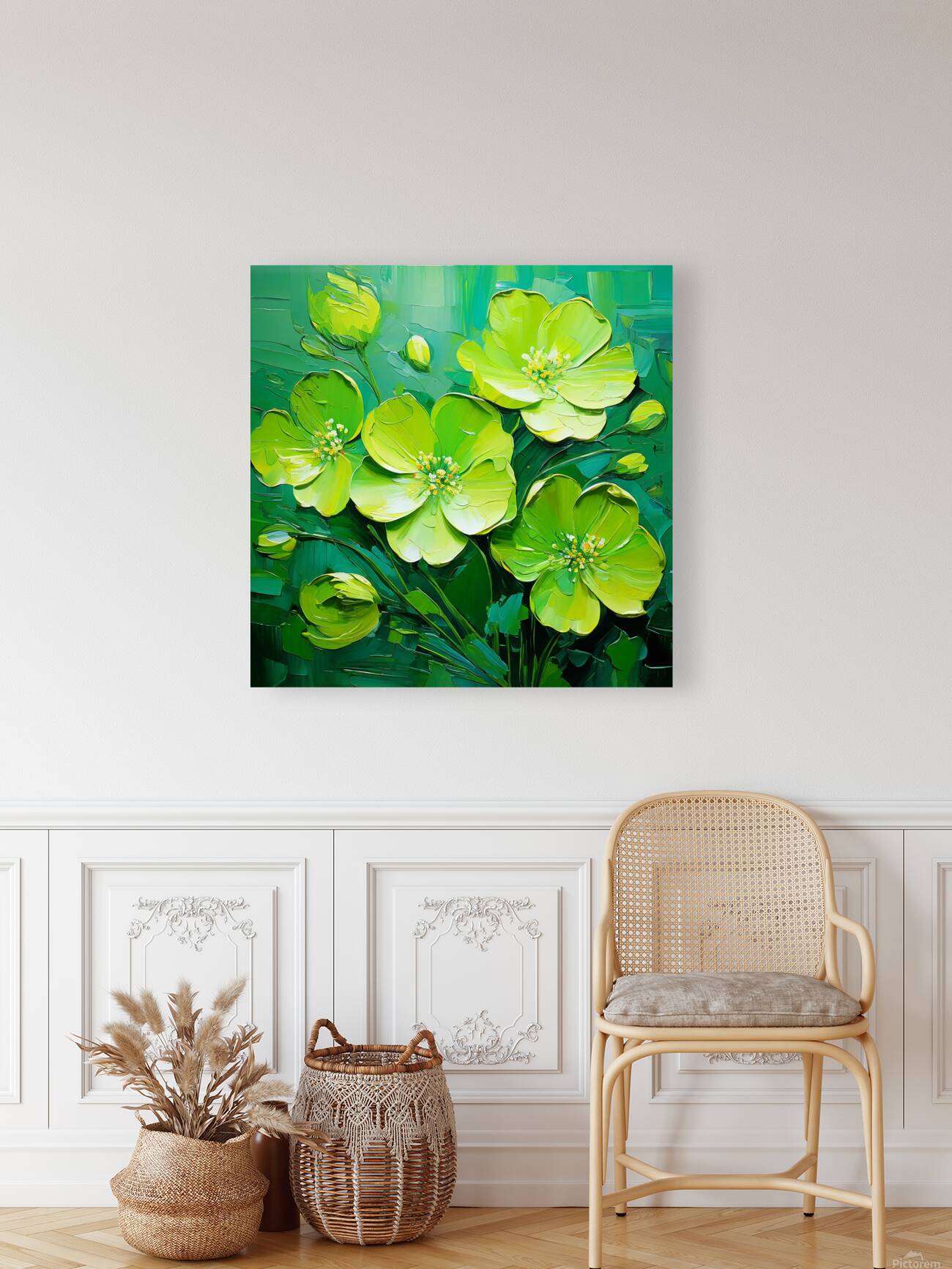 Abstract Green Flowers Reproduction