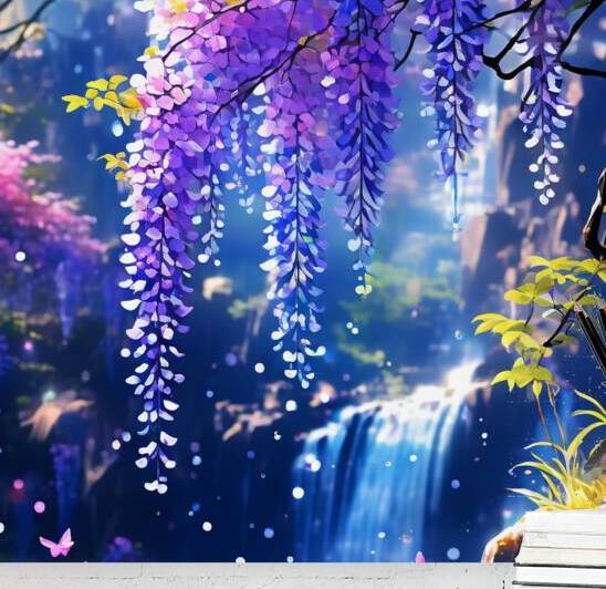 A painting of a lush spring-like landscape.  by MOFAT24
