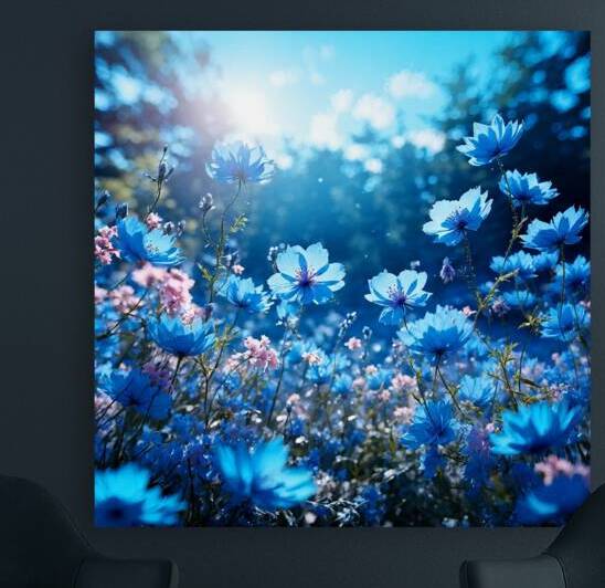 Blue flowers in a far distance by MOFAT24