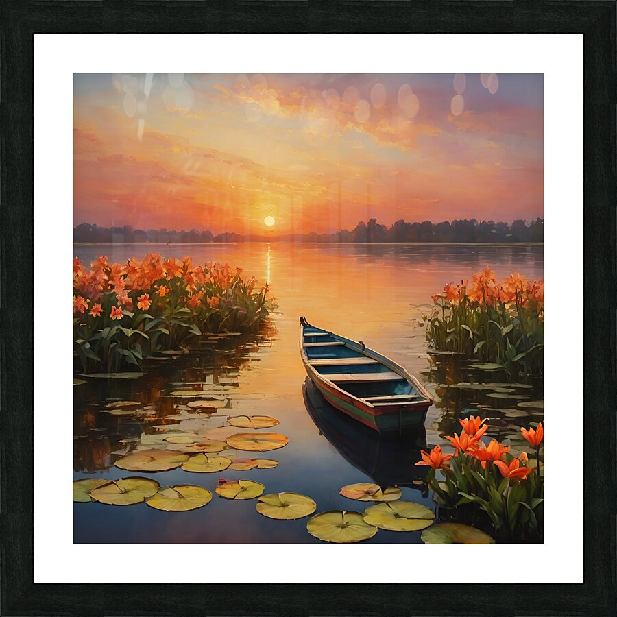 Lakeside Sunset  3 Picture Frame print