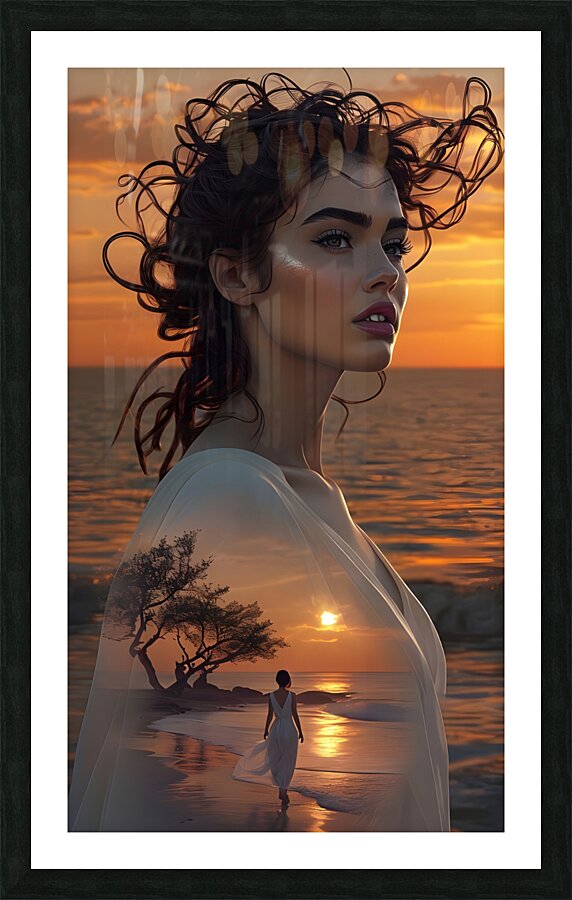Ethereal Reflections: A Surreal Sunset Portrait  Picture Frame print