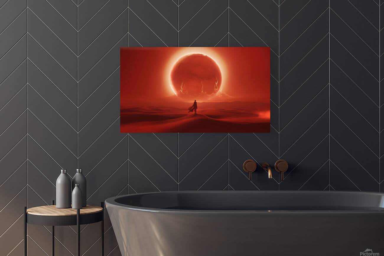Eclipse of Fire – Dramatic Martian Landscape with Celestial Radiance  Reproduction