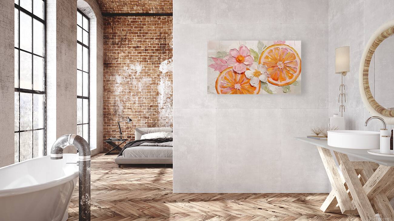 Vibrant Citrus Blossom – Impressionist Oil Painting with Orange Slices and Flowers  Reproduction