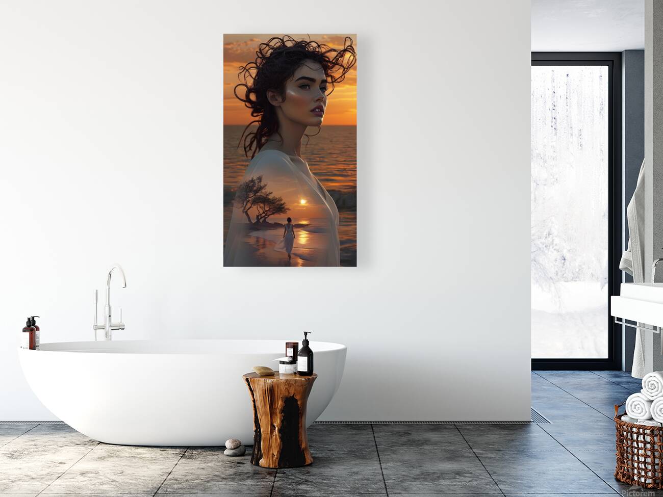 Ethereal Reflections: A Surreal Sunset Portrait  Reproduction