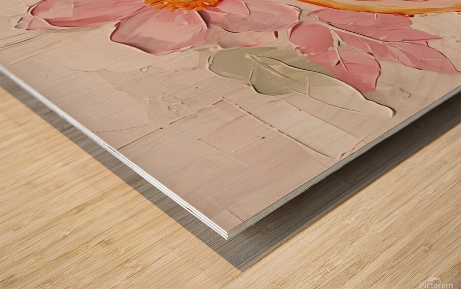 Vibrant Citrus Blossom – Impressionist Oil Painting with Orange Slices and Flowers  Wood print