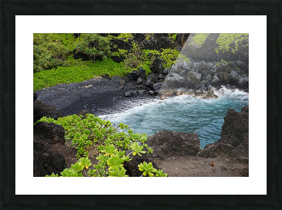 Black Sand Beach Picture Frame print