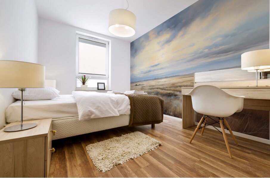 Sun above the field Mural print