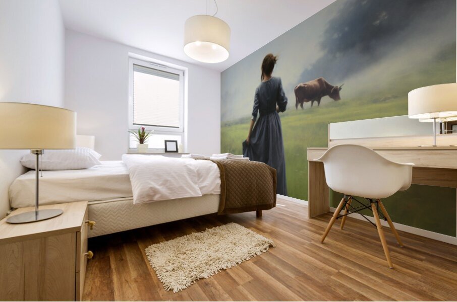 Lady in Meadow Mural print
