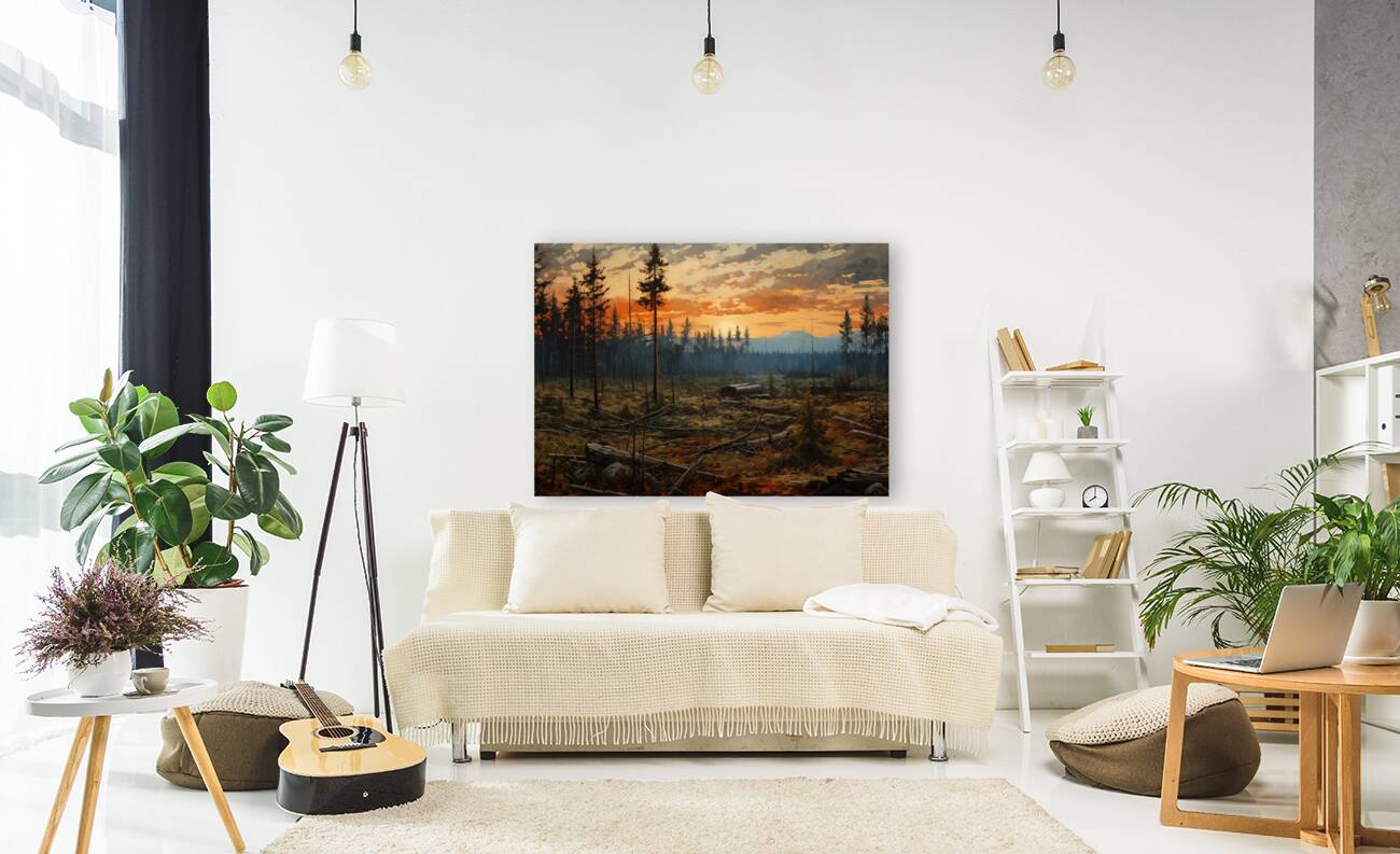 Forest and Sun Down View Reproduction