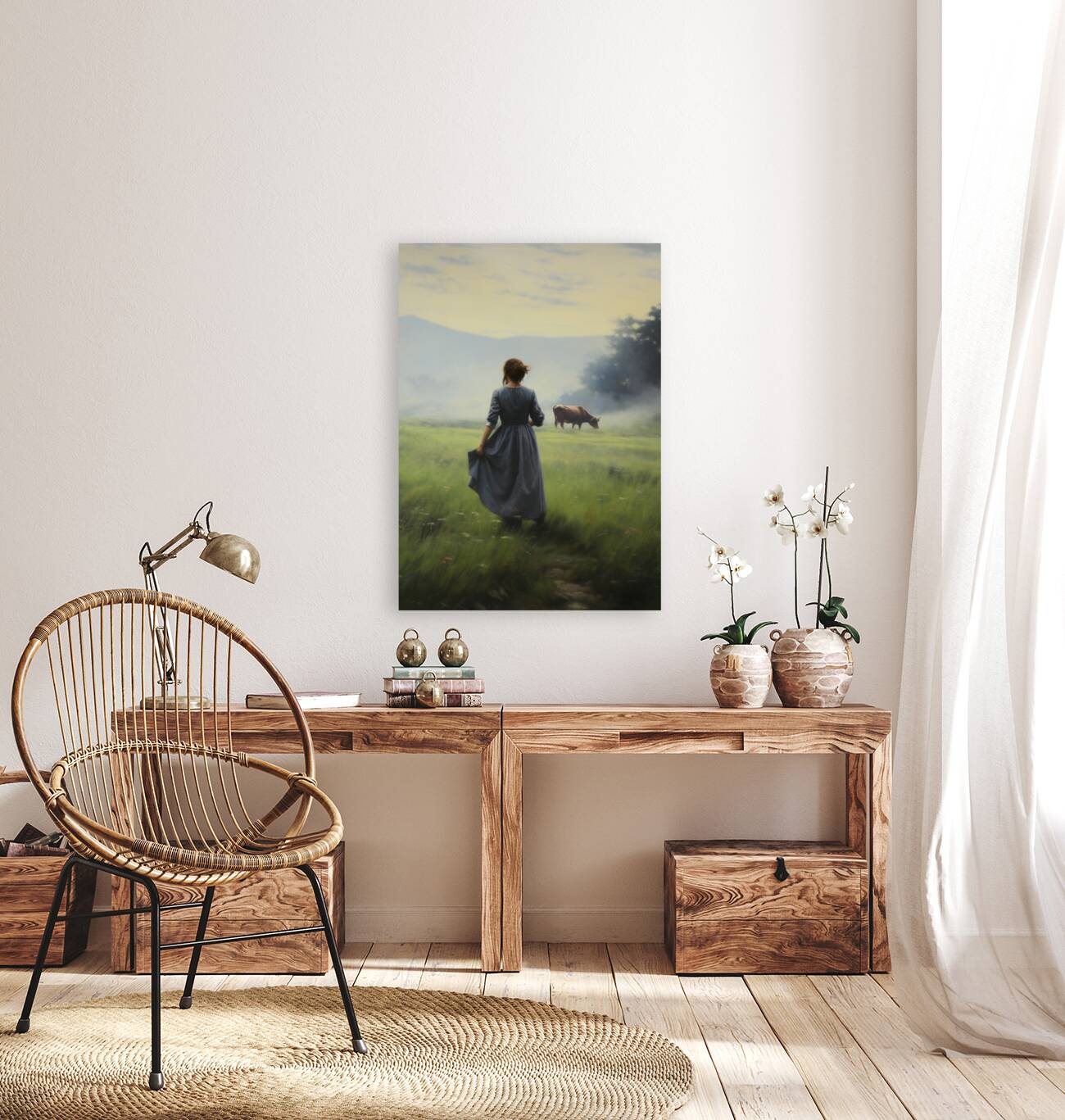 Lady in Meadow Reproduction