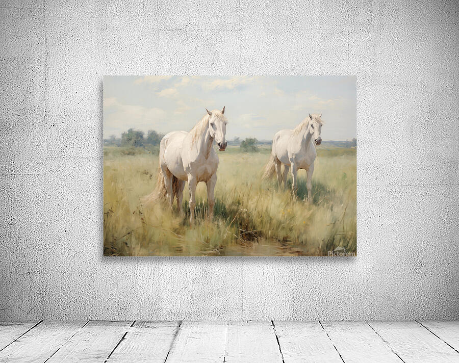 Two white horses Wall Preview