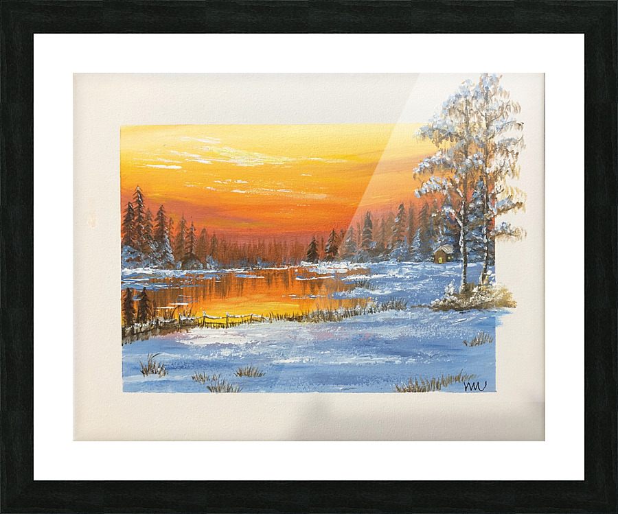 Snowy Sunset Picture Frame print