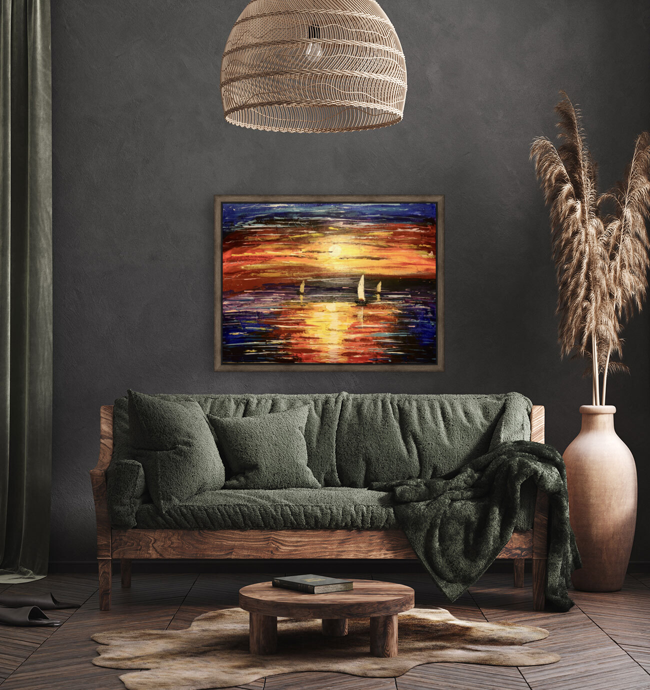 Boats at Sunset Reproduction