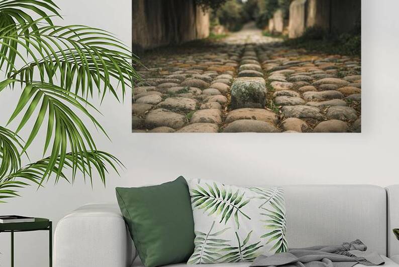 A serene scene of an old stone road winding throu by Alin Cojocaru