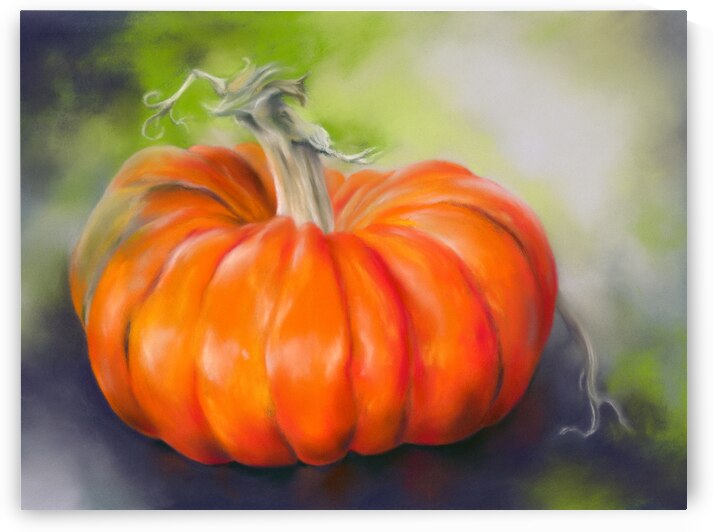 Orange Pumpkin on Purple and Green by MM Anderson