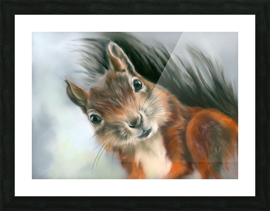 Tree Squirrel Red and Gray Picture Frame print