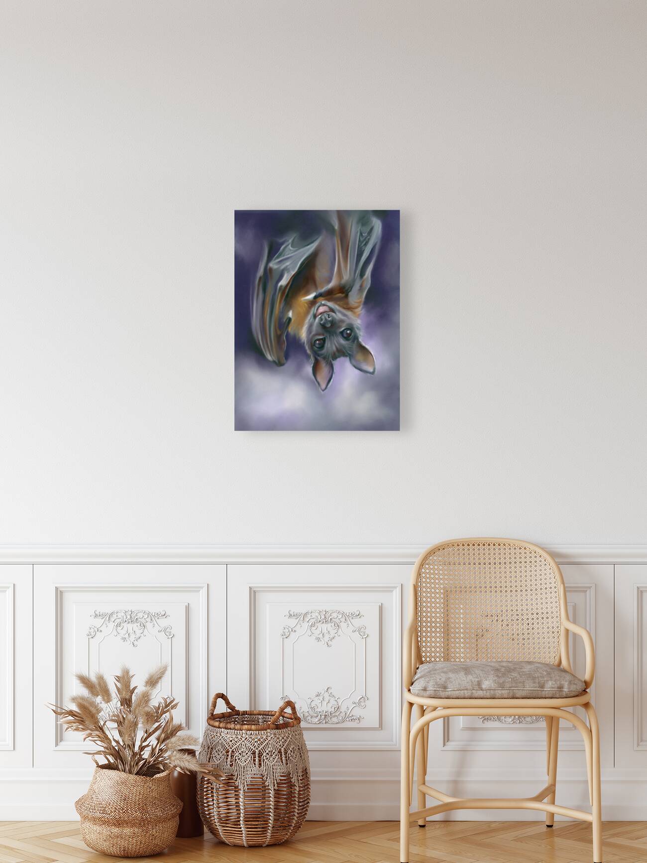 Smiling Bat Upside Down on Purple Reproduction