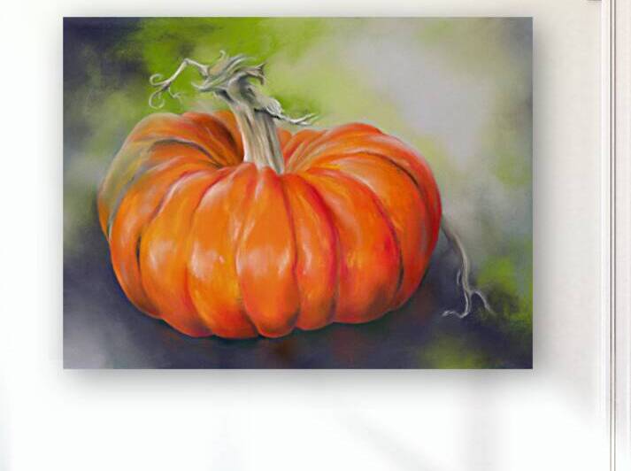Orange Pumpkin on Purple and Green by MM Anderson