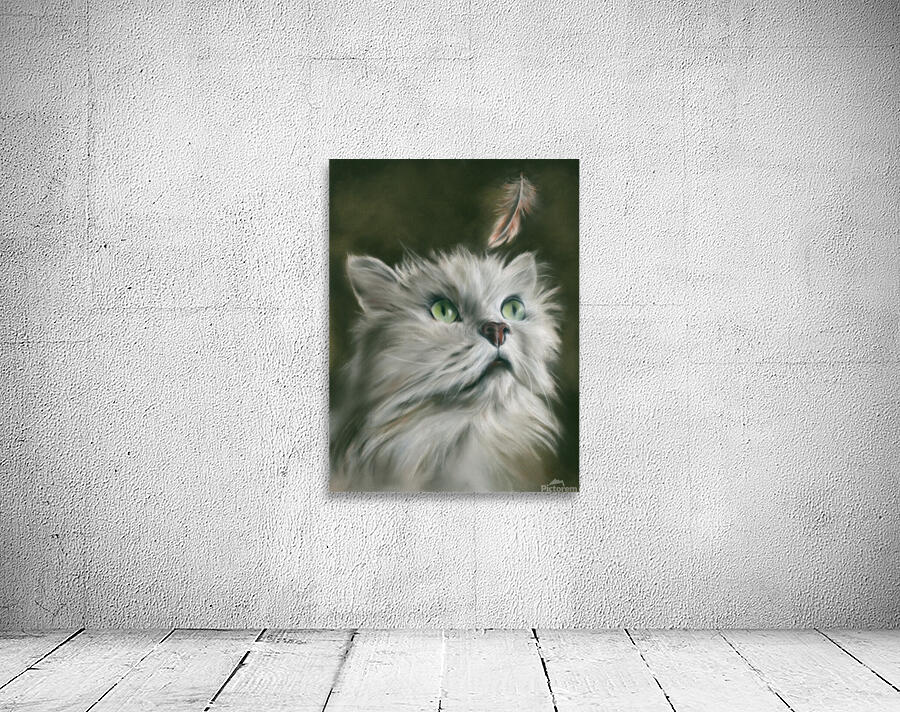 White Cat with a Feather Wall Preview