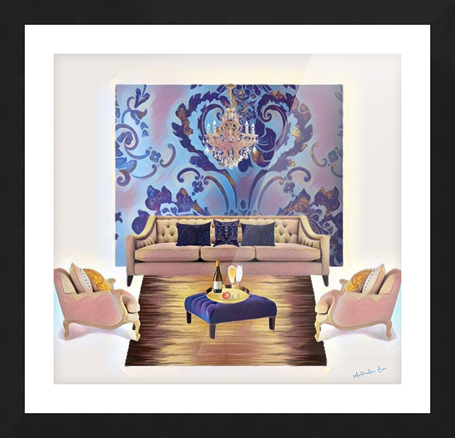 Damask Bedroom Picture Frame print