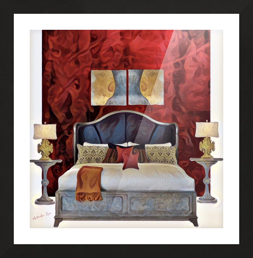 Red Bedroom Picture Frame print