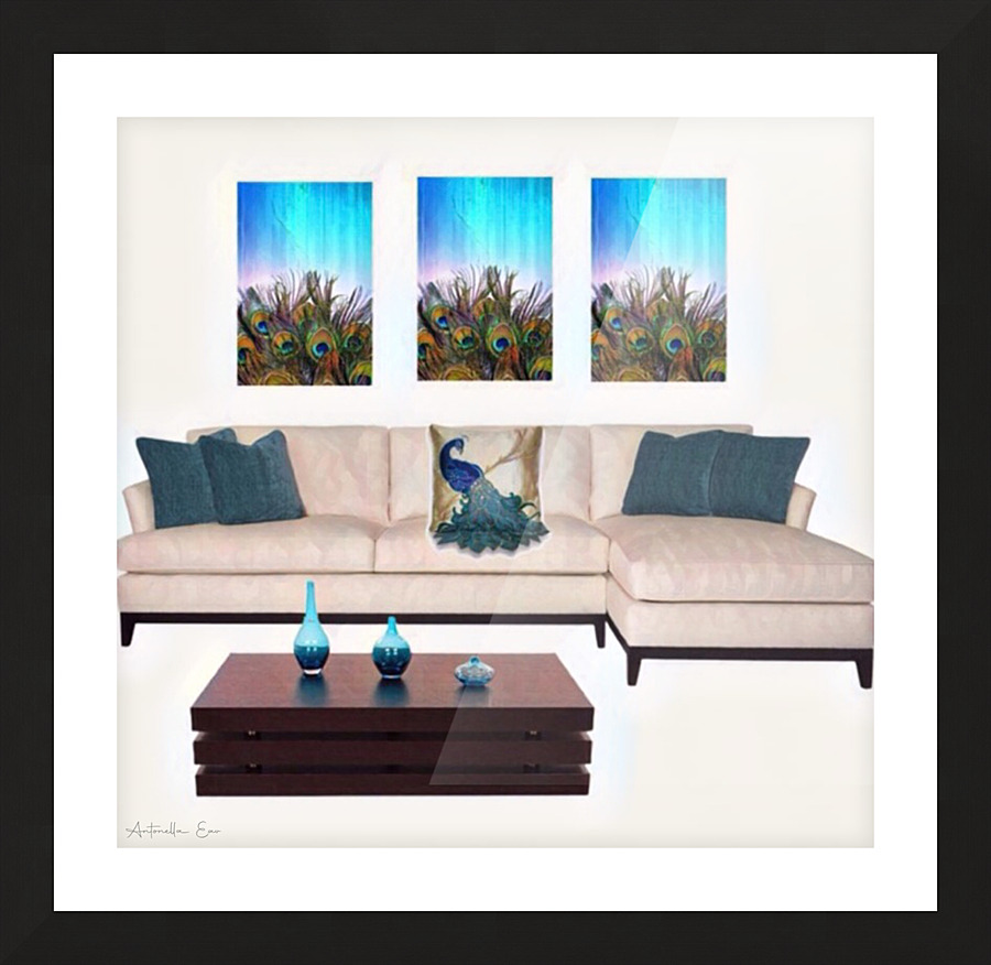 Peacock Sitting Room  Picture Frame print