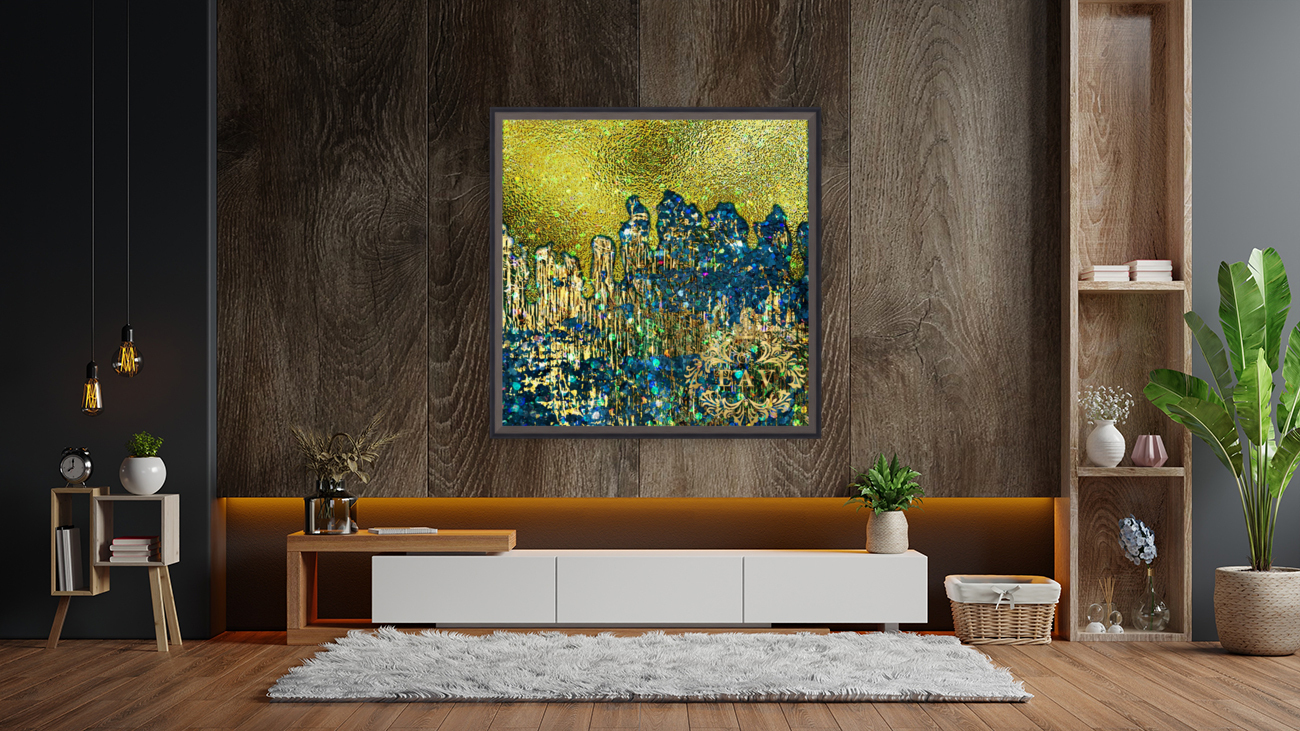 Gold Foil Abstract  Reproduction