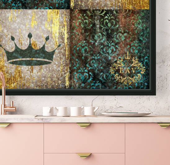 Royal Green Grunge Damask by Antonella Eav