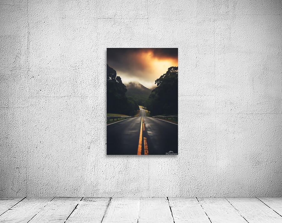 Rain Slicked Road Sunset Wall Preview
