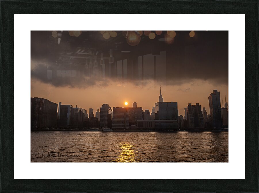 Golden Manhattan Sunset Picture Frame print