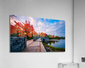 A Rustic Stone Bridge Illuminated by Lanterns Acrylic Print
