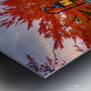 A Rustic Stone Bridge Illuminated by Lanterns Metal print