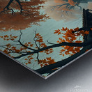 A Gloomy Fantasy Village Bathed in Golden Light.p Metal print