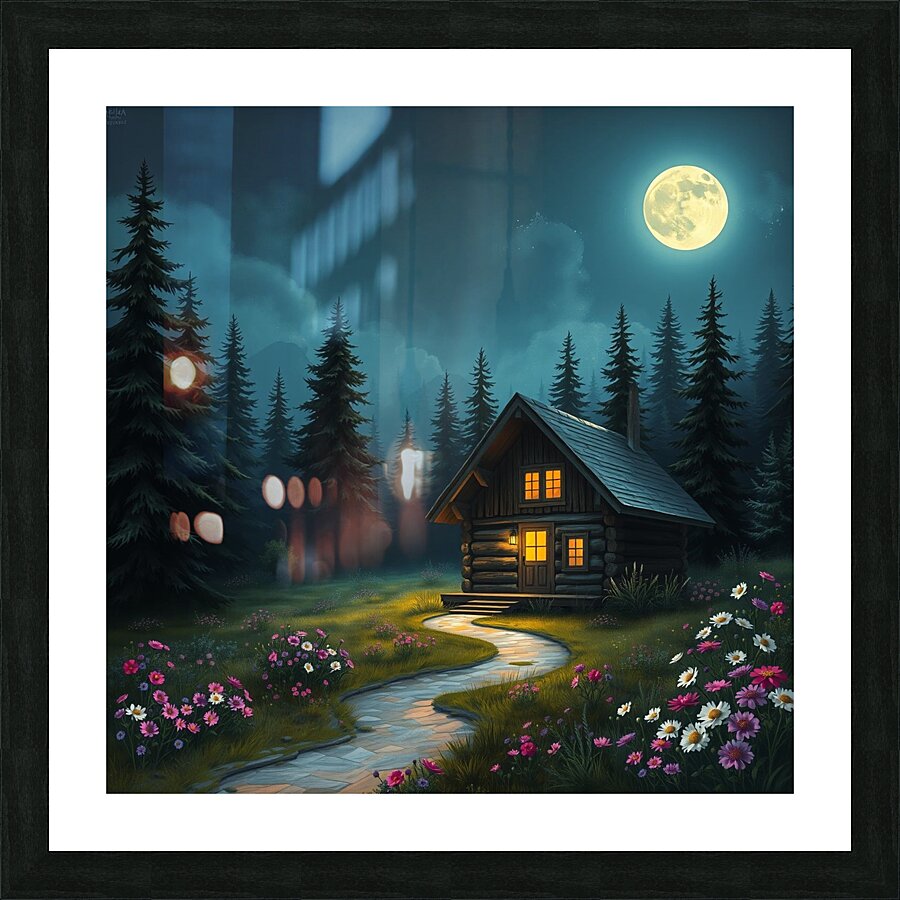 Vibrant Wildflowers Tranquil Night Scene Wall Dec Picture Frame print