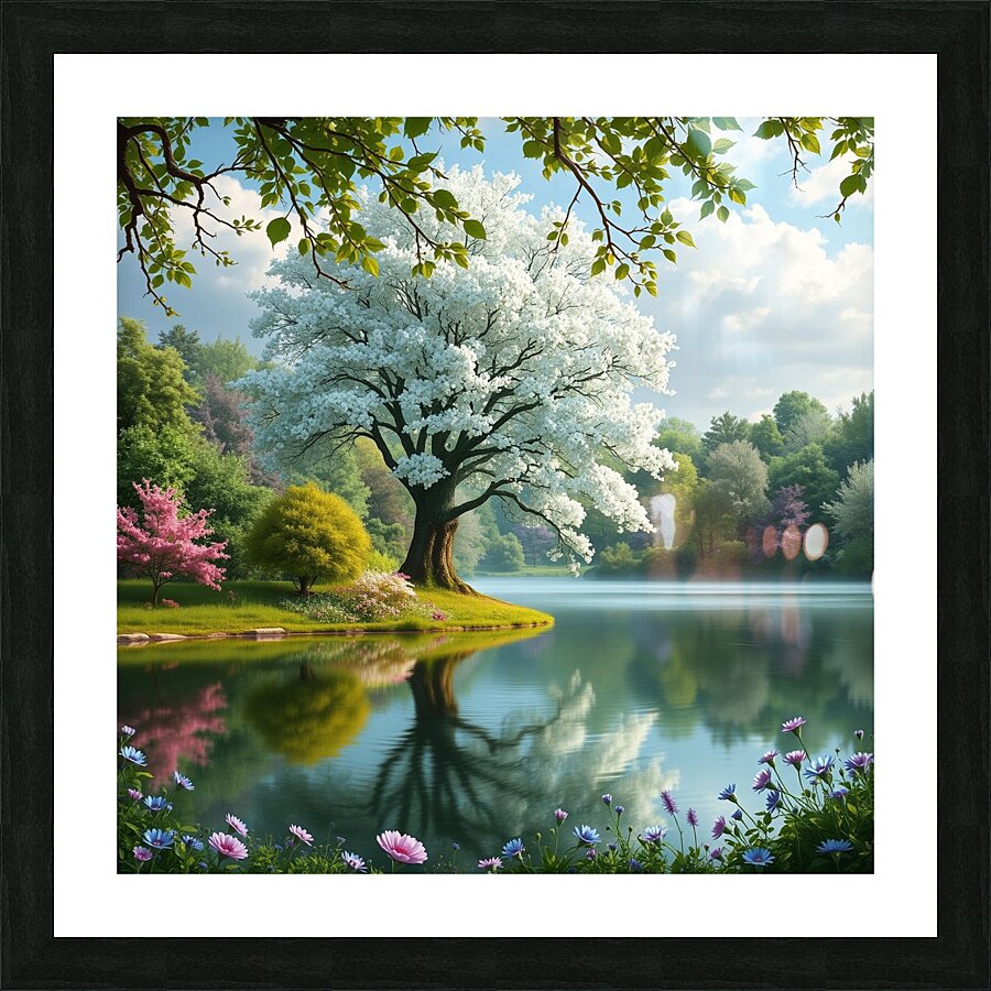 3D Forest Textured Wall Art Landscape Tree And Fl Picture Frame print