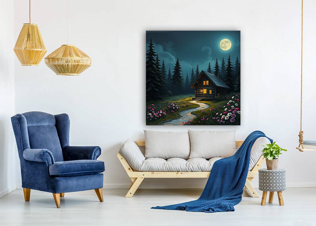 Vibrant Wildflowers Tranquil Night Scene Wall Dec Reproduction