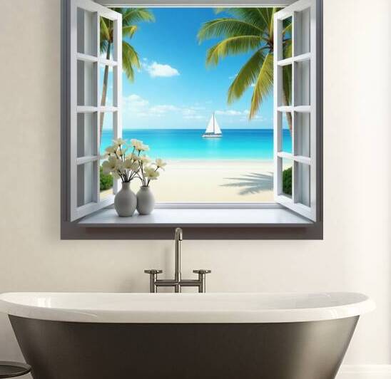Open Window with Sea View Painting by GloriaDesigner