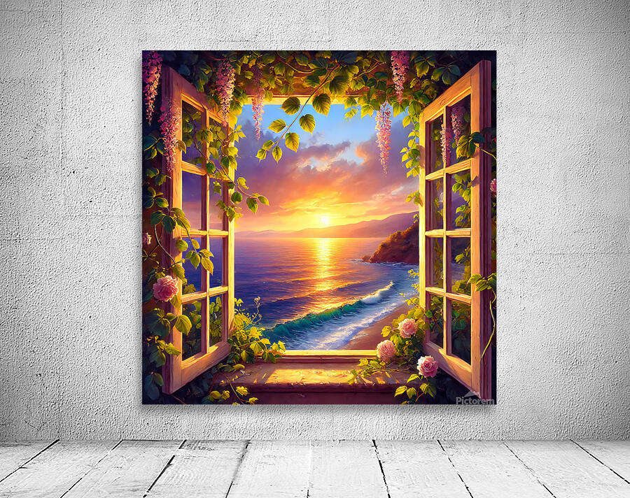 Opened Window with Ocean View Wall Decor Wall Preview