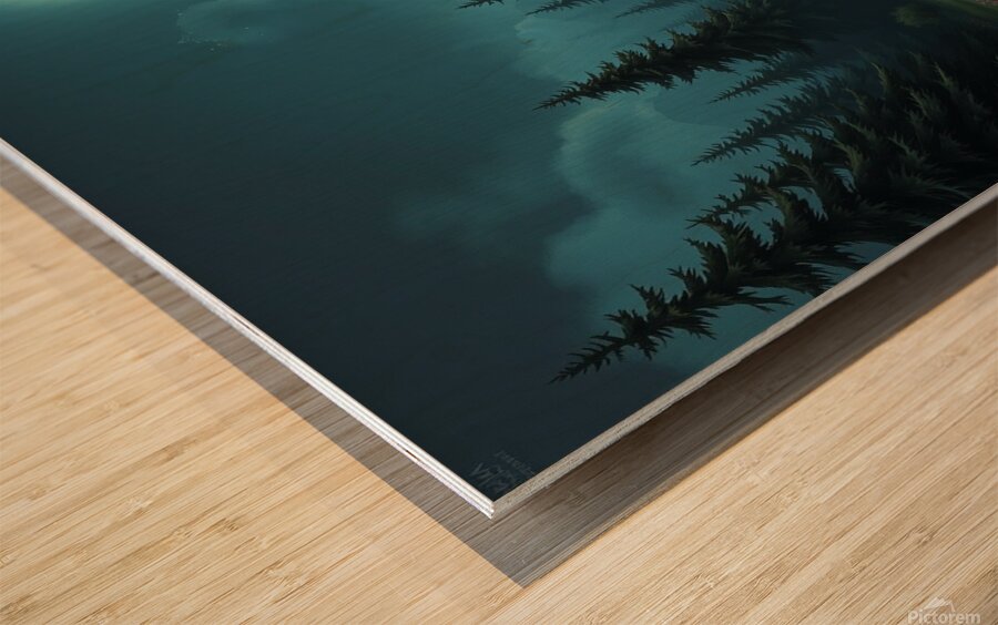 Vibrant Wildflowers Tranquil Night Scene Wall Dec Wood print