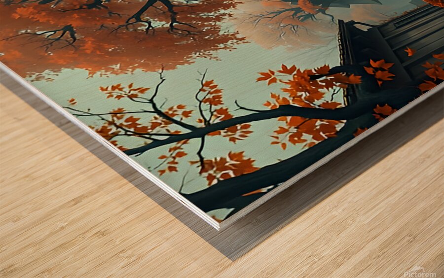 A Gloomy Fantasy Village Bathed in Golden Light.p Wood print