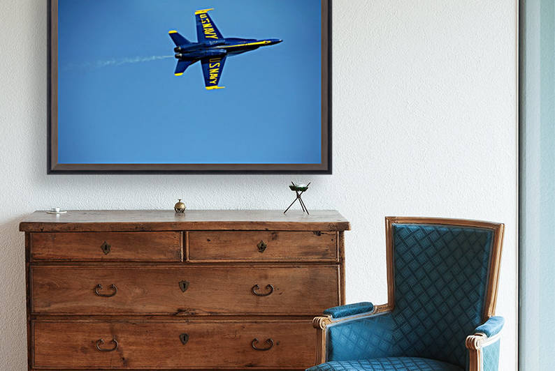 Single USN Blue Angel Flying by Deb Colombo