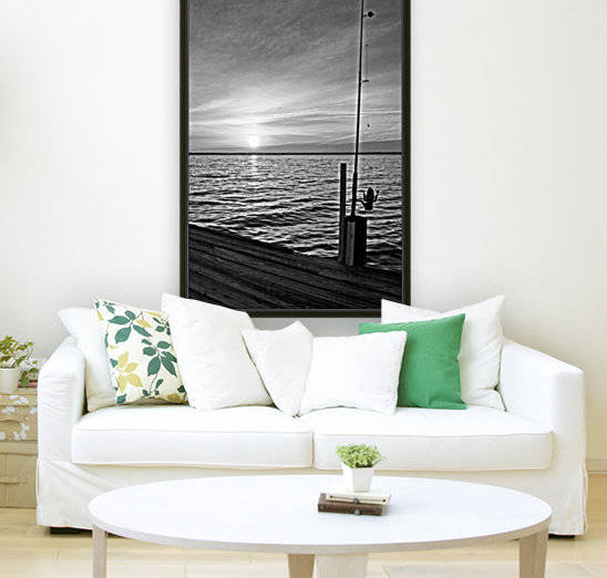 BW Fishing Pole Sunset by Deb Colombo